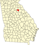 Map of Georgia highlighting Clarke County